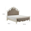 Xeni Queen Bed Button Tufted Vegan Faux Leather Upholstery Champagne By Casagear Home BM314634