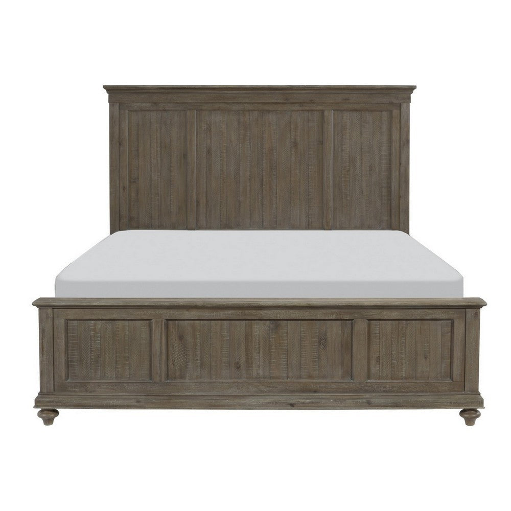 Berey Queen Bed Rustic Style Panel Headboard Driftwood Light Brown Finish By Casagear Home BM314638