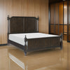 Berey Queen Bed, Classical Column Pilasters, Driftwood Dark Brown Finish By Casagear Home