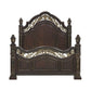 Lumi Queen Bed Classical Metal Scrollwork Dark Cherry Brown and Gold By Casagear Home BM314641