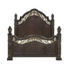 Lumi Queen Bed Classical Metal Scrollwork Dark Cherry Brown and Gold By Casagear Home BM314641