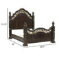 Lumi Queen Bed Classical Metal Scrollwork Dark Cherry Brown and Gold By Casagear Home BM314641