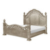 Lumi Queen Bed Classical Metal Scrollwork Glossy Platinum and Gold Tones By Casagear Home BM314642