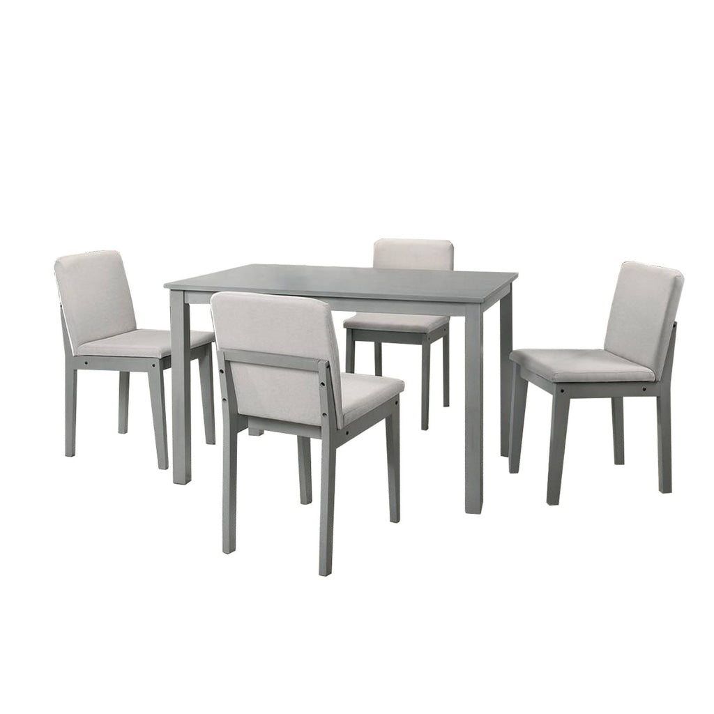 Zory 5pc Dining Table Set with 4 Cushioned Chairs Beige Burlap Gray Wood By Casagear Home BM314645