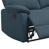 Fery 74 Inch Manual Recliner Sofa 3 Seater Blue Burlap Upholstery Wood By Casagear Home BM314648