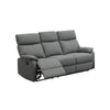 Fery 74 Inch Manual Recliner Sofa, 3 Seater, Gray Burlap Upholstery, Wood By Casagear Home