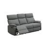 Fery 74 Inch Manual Recliner Sofa 3 Seater Gray Burlap Upholstery Wood By Casagear Home BM314650