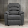 Fery 36 Inch Manual Recliner Chair Gray Burlap Cushioned Seat Solid Wood By Casagear Home BM314651