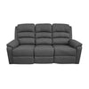 Fery 74 Inch Manual Recliner Sofa, 3 Seater, Gray Burlap Upholstery, Wood By Casagear Home