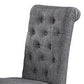 Jie 25 Inch Dining Chair Tufted Gray Upholstery Rolled Top Black Wood By Casagear Home BM314661