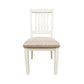 Sam 23 Inch Dining Chair Open Slat Backrest with Padded Seat White Wood By Casagear Home BM314664