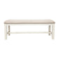 Sam 50 Inch Dining Bench Farmhouse Style Beige Upholstery White Wood By Casagear Home BM314665