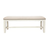 Sam 50 Inch Dining Bench Farmhouse Style Beige Upholstery White Wood By Casagear Home BM314665