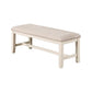 Sam 50 Inch Dining Bench Farmhouse Style Beige Upholstery White Wood By Casagear Home BM314665