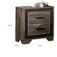 Nny 26 Inch Nightstand with 2 Drawers Black Handles Brown Wood Finish By Casagear Home BM314667