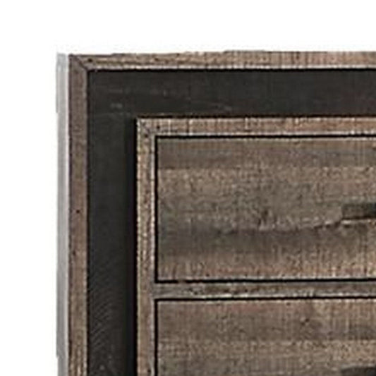 Nny 45 Inch Tall Dresser Chest with 5 Drawers, Black Handles, Brown Wood By Casagear Home