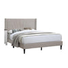 Kopa Queen Size Bed with Tufted Headboard, Brown Burlap Upholstery, Wood By Casagear Home