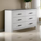 Kopa 58 Inch Wide Dresser with 6 Drawers Black Handles White Wood Finish By Casagear Home BM314673