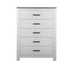 Kopa 45 Inch Tall Dresser Chest, 5 Drawers, Black Handles, White Wood By Casagear Home