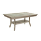 Teme 66 Inch Dining Table Glass Top Lower Shelf Beige Rubberwood By Casagear Home BM314676