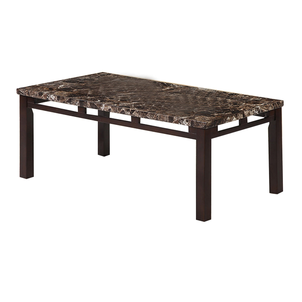 Sem Coffee and End Table Set of 3 Faux Marble Top Brown Metal Frame By Casagear Home BM314678