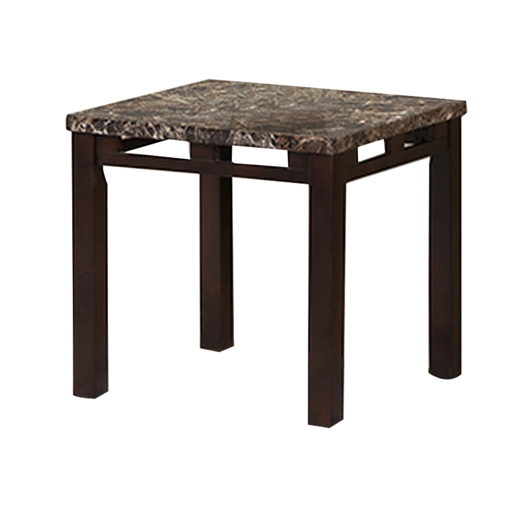 Sem Coffee and End Table Set of 3 Faux Marble Top Brown Metal Frame By Casagear Home BM314678