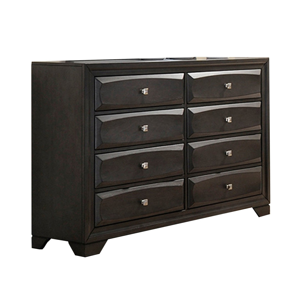 Lem 58 Inch Wide Dresser Chest with 8 Storage Drawer Gray Wood Finish By Casagear Home BM314679