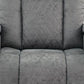 Kem 39 Inch Power Recliner Chair Adjustable Headrest Gray Faux Leather By Casagear Home BM314684