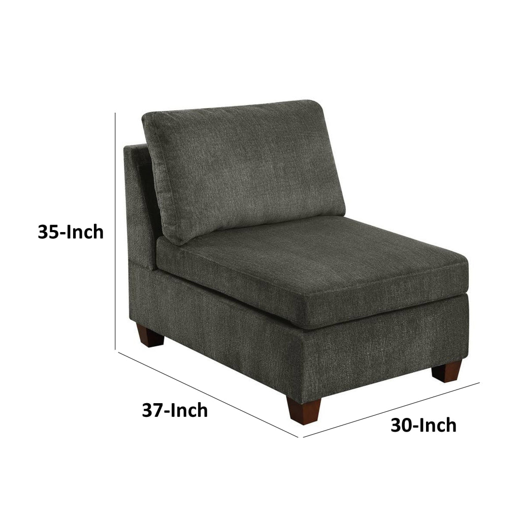 Remy 37 Inch Modular Armless Chair Soft Gray Chenille Solid Pine Wood By Casagear Home BM314685