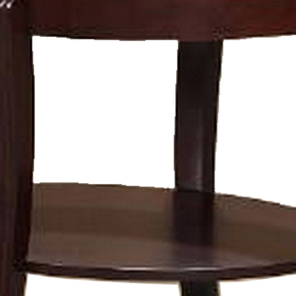 Lyn 31 Inch Side End Table with Oval Glass Top and Lower Shelf Brown Wood By Casagear Home BM314689