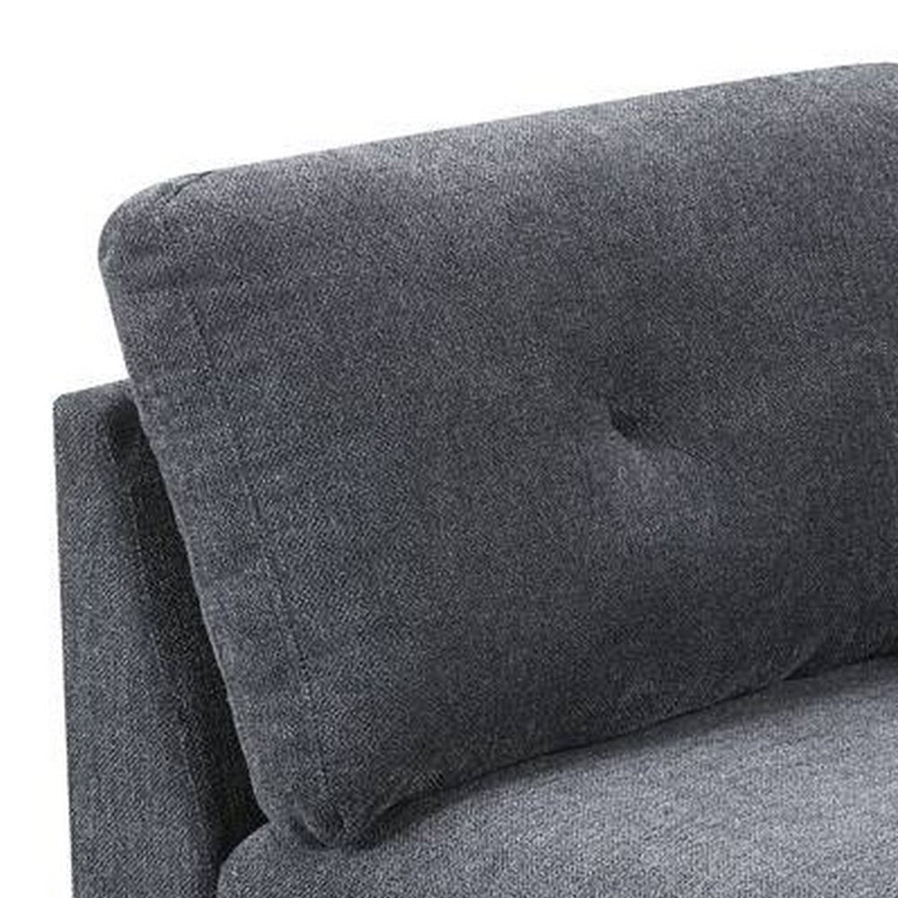 Jemy 37 Inch Modular Corner Sofa Chair Dark Gray Chenille Solid Wood By Casagear Home BM314690