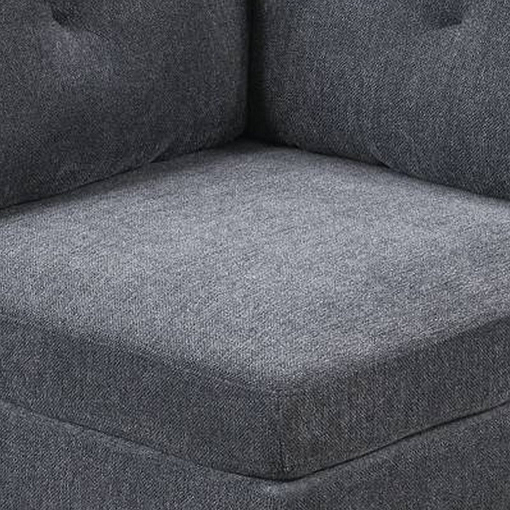 Jemy 37 Inch Modular Corner Sofa Chair Dark Gray Chenille Solid Wood By Casagear Home BM314690