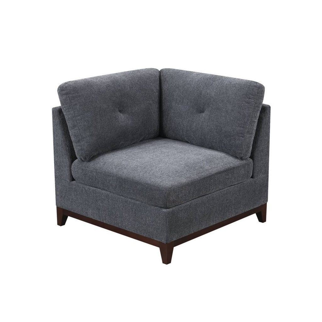 Jemy 37 Inch Modular Corner Sofa Chair Dark Gray Chenille Solid Wood By Casagear Home BM314690