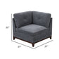 Jemy 37 Inch Modular Corner Sofa Chair Dark Gray Chenille Solid Wood By Casagear Home BM314690