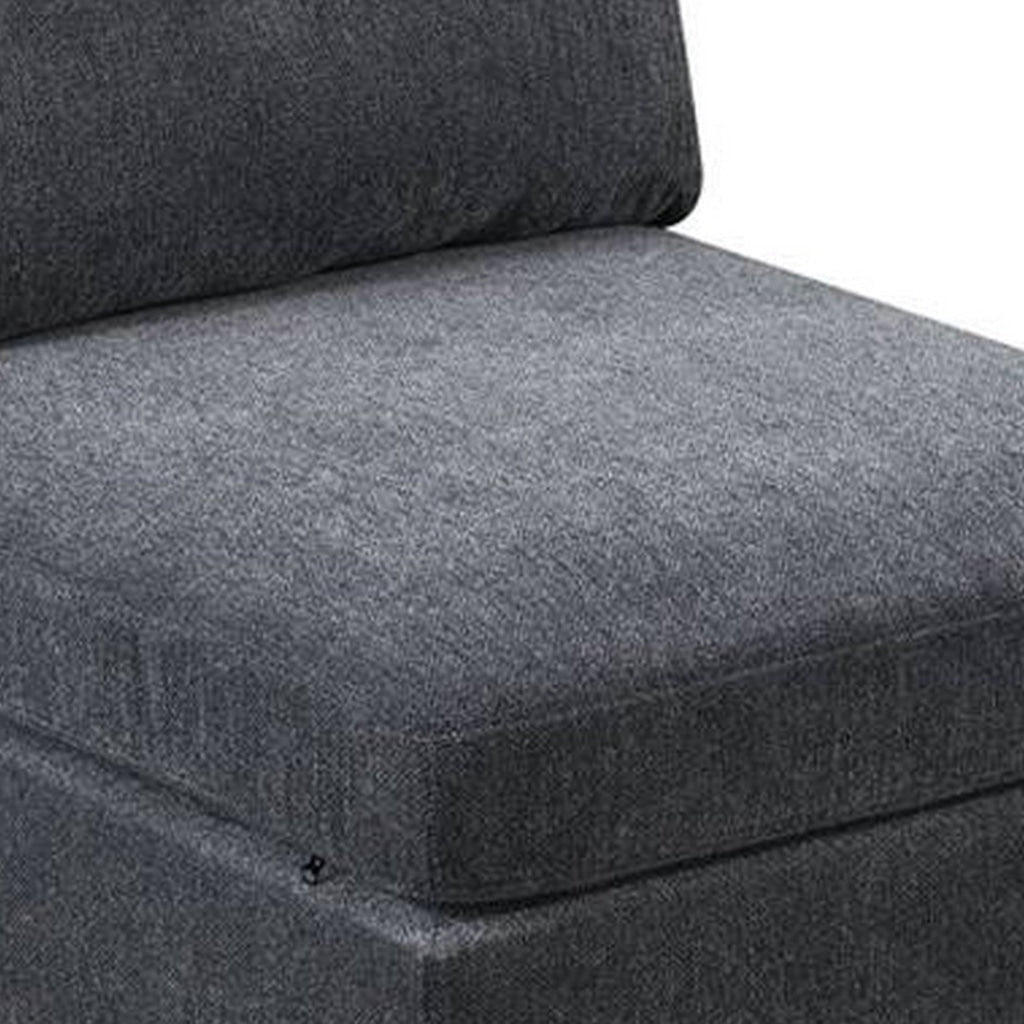 Jemy 37 Inch Modular Armless Chair Cushioned Dark Gray Chenille Solid Wood By Casagear Home BM314691