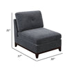 Jemy 37 Inch Modular Armless Chair Cushioned Dark Gray Chenille Solid Wood By Casagear Home BM314691