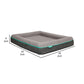 Rio 33 Inch Dog Bed Teal Piping Memory Foam Cushioned Gray Finish By Casagear Home BM314693