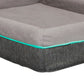 Rio 43 Inch Dog Bed Teal Piping Memory Foam Cushioned Gray Finish By Casagear Home BM314694