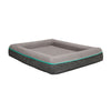 Rio 43 Inch Dog Bed, Teal Piping, Memory Foam, Cushioned, Gray Finish By Casagear Home