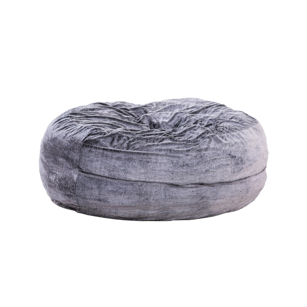 60 Inch Bean Bag Round Shape Foam Filling Polyester Upholstery Gray By Casagear Home BM314701