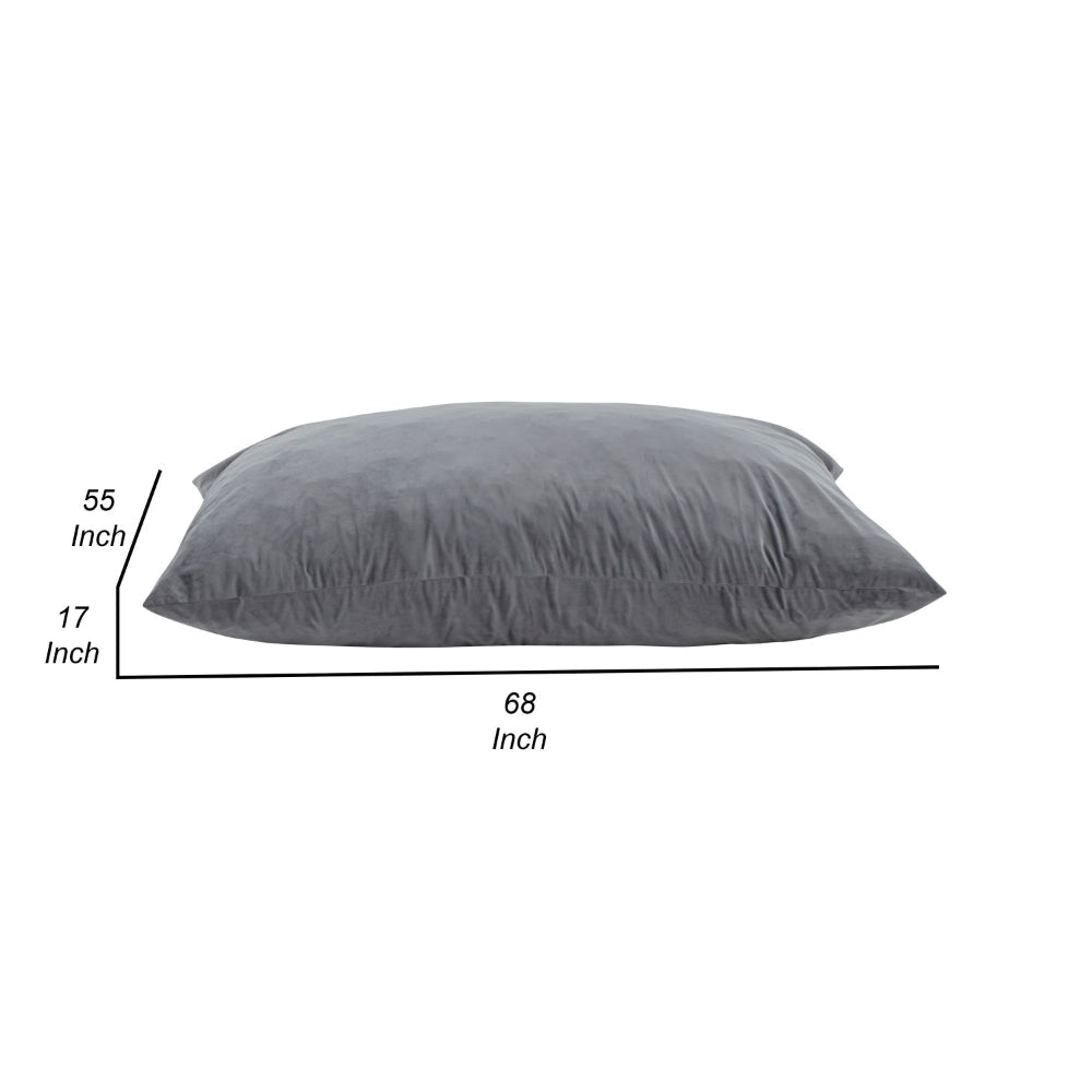 68 Inch Bean Bag Square Shape Foam Filling Polyester Upholstery Gray By Casagear Home BM314702