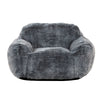 45 Inch Bean Bag Chair Memory Foam Faux Rabbit Fur Grayish Blue By Casagear Home BM314709