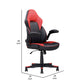 28 Inch Office Gaming Chair 360 Degree Swivel Black Red Faux Leather By Casagear Home BM314718