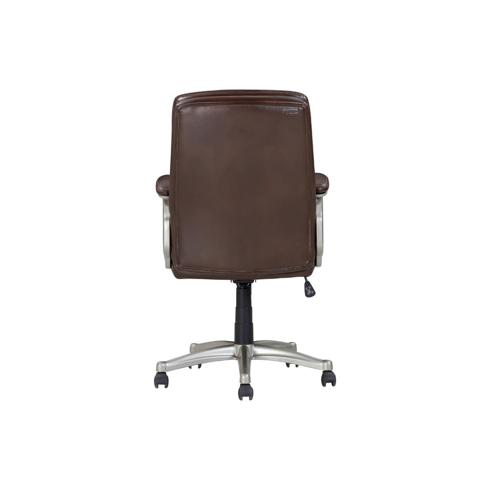 28 Inch Office Gaming Chair 360 Degree Swivel Silver Brown Faux Leather By Casagear Home BM314719