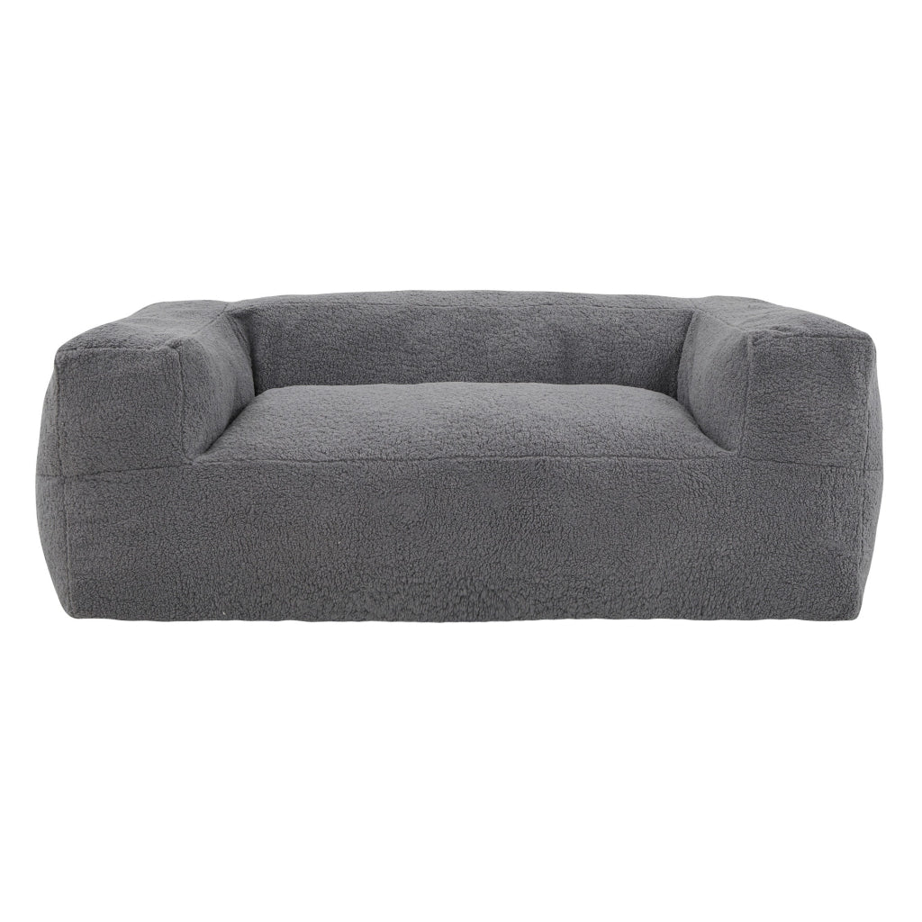 71 Inch Bean Bag Sofa Cushioned Polyester Medium Memory Foam Gray Finish By Casagear Home BM314722