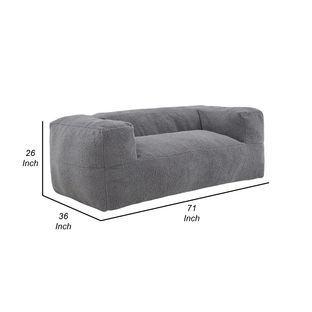 71 Inch Bean Bag Sofa Cushioned Polyester Medium Memory Foam Gray Finish By Casagear Home BM314722