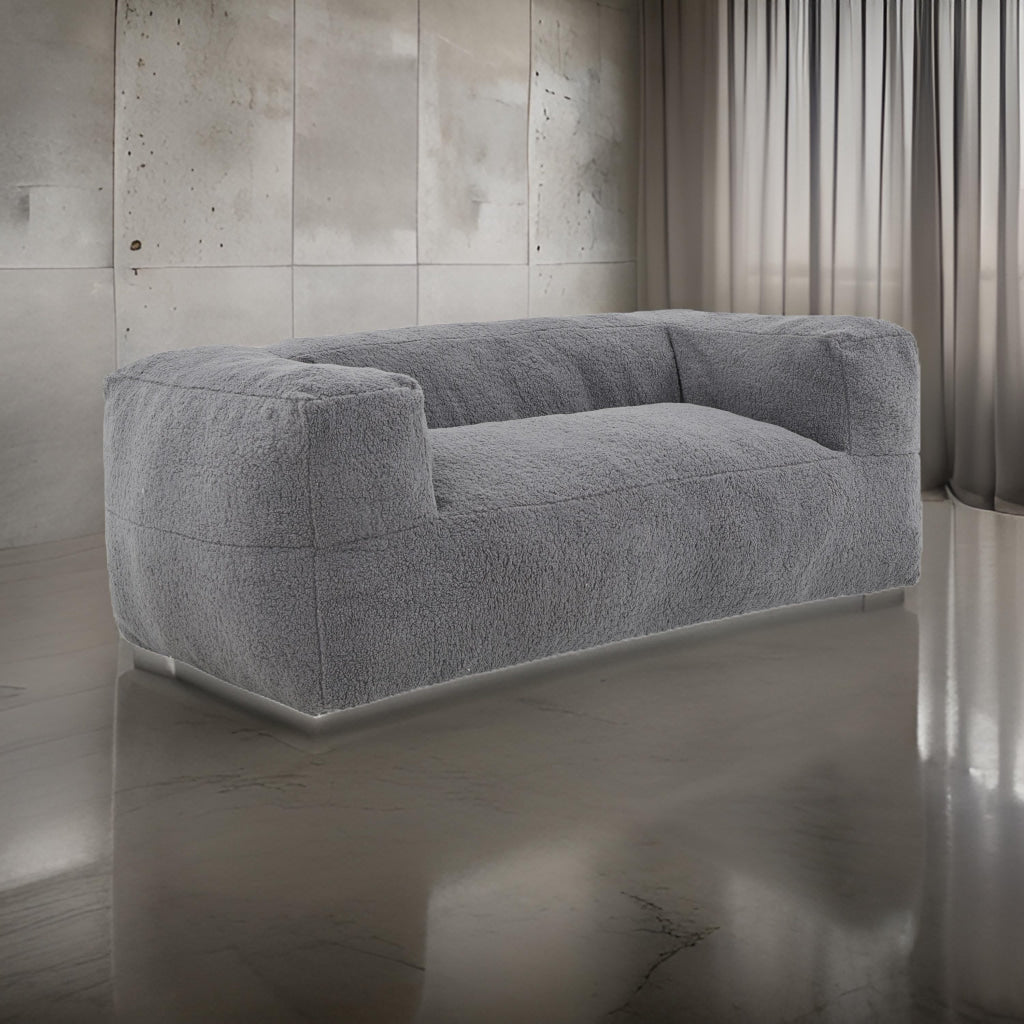 71 Inch Bean Bag Sofa, Cushioned Polyester, Medium Memory Foam, Gray Finish By Casagear Home