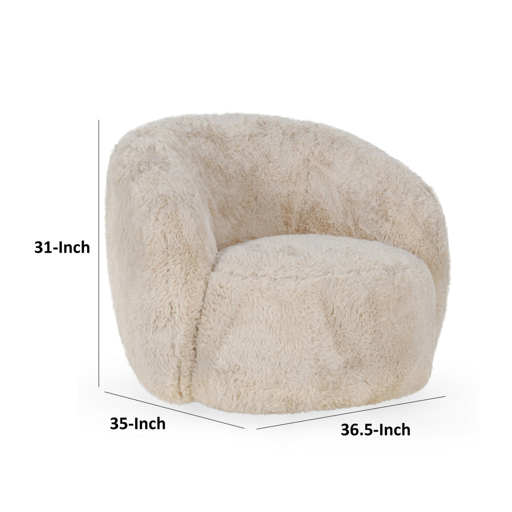 Ley 37 Inch Swivel Accent Chair Padded Beige Polyester Upholstery By Casagear Home BM314725