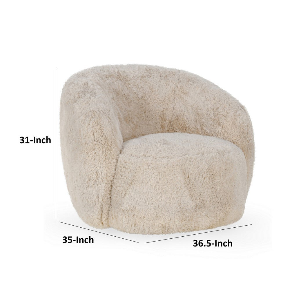 Ley 37 Inch Swivel Accent Chair Padded Beige Polyester Upholstery By Casagear Home BM314725