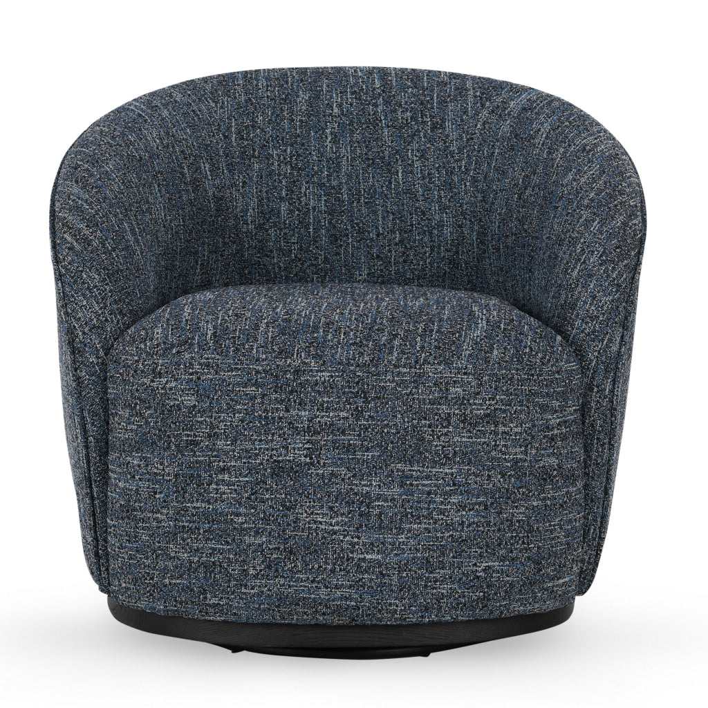 Rea 34 Inch Swivel Accent Chair Padded Blue Polyester Upholstery Ash Wood By Casagear Home BM314727